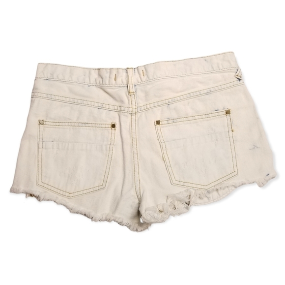 Free People Bleached Denim Distressed Fringe Jean Shorts Size W 27 - Picture 2 of 5